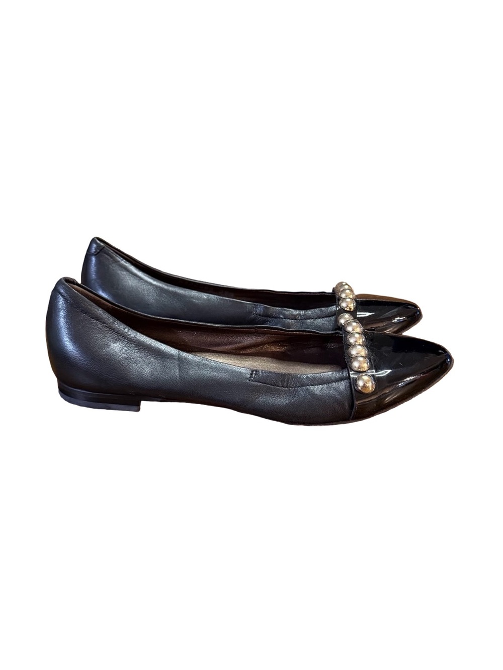 AGL Attilio Giusti Leombruni "Blakely" Studded Cap-Toe Ballet Flats Women’s 6.5